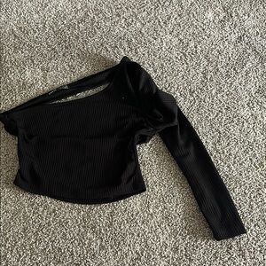 Elegant Black Ribbed Women's Top